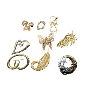 Vintage Assorted Brands Including Monet Gerrys Gold-Tone Brooch Pin Collection